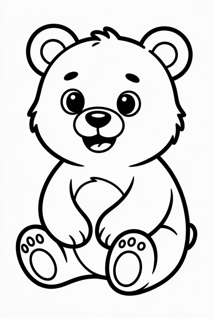 Adorable teddy bear drawing for children to color.