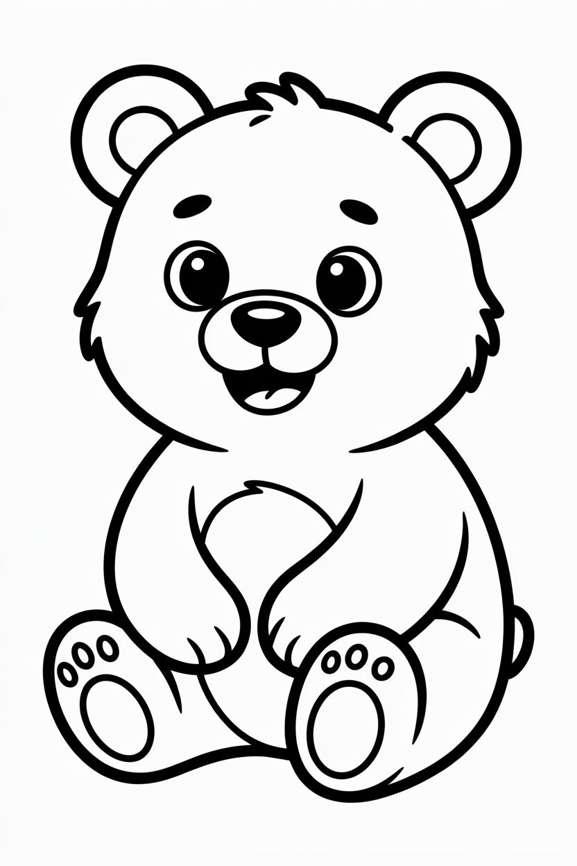 Adorable teddy bear drawing for children to color.