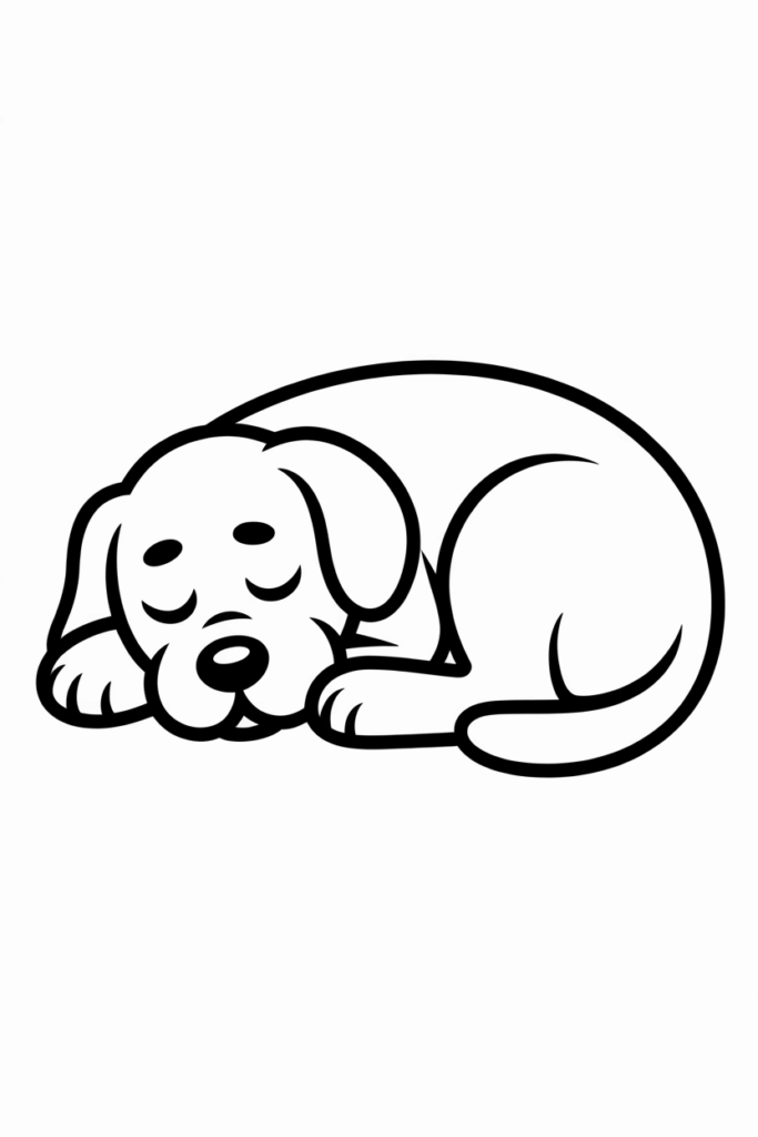 Sleeping Puppy Coloring Page