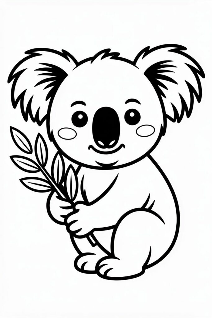 Koala Holding Eucalyptus Leaves