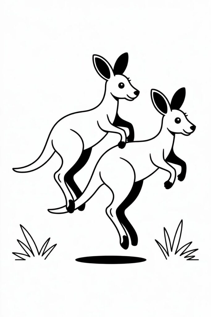 Jumping Kangaroos Coloring Page