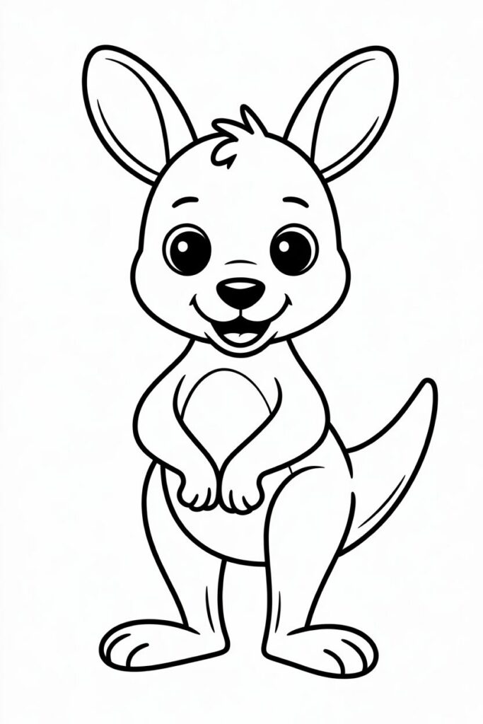 Happy Baby Kangaroo Coloring Page