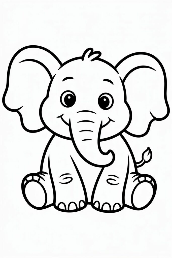 Happy Baby Elephant Coloring Page