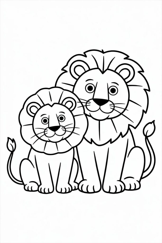 Lion Family Coloring Page