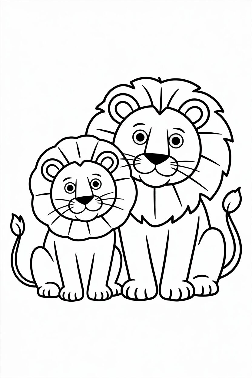 Lion Family Coloring Page