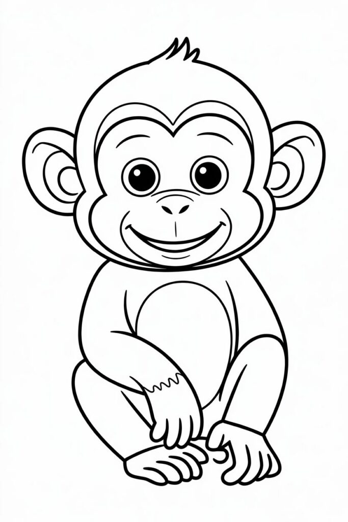 Baby Monkey Sitting Coloring Page