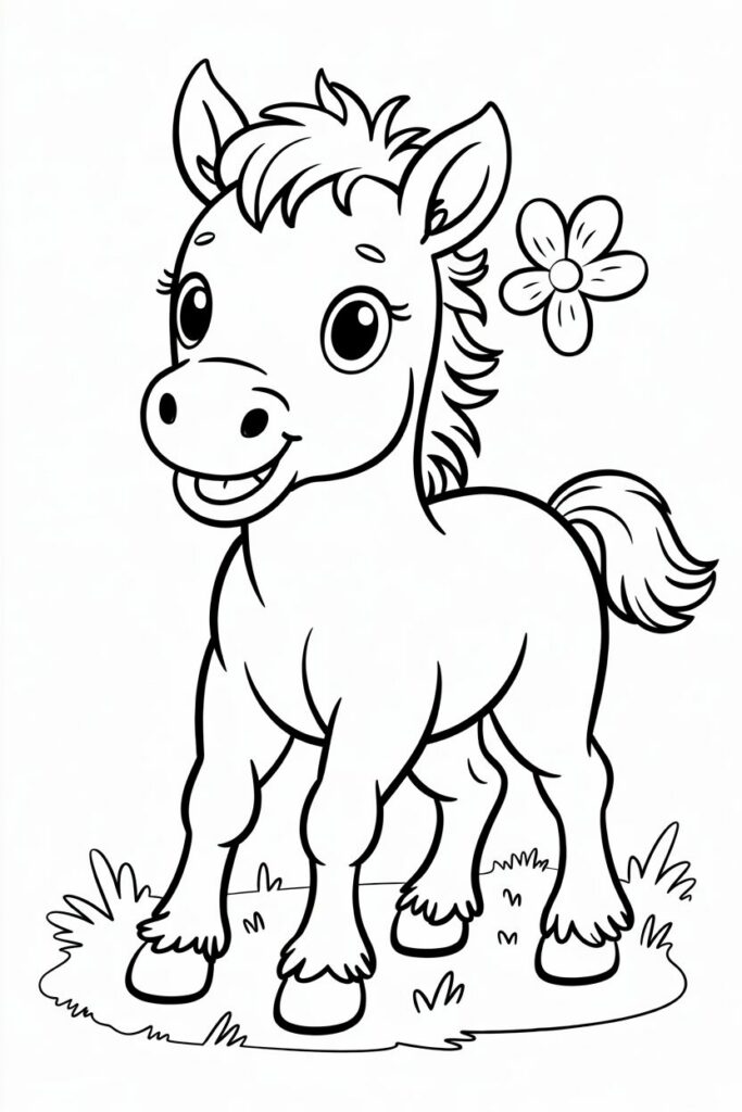 Cute Baby Horse with Flower