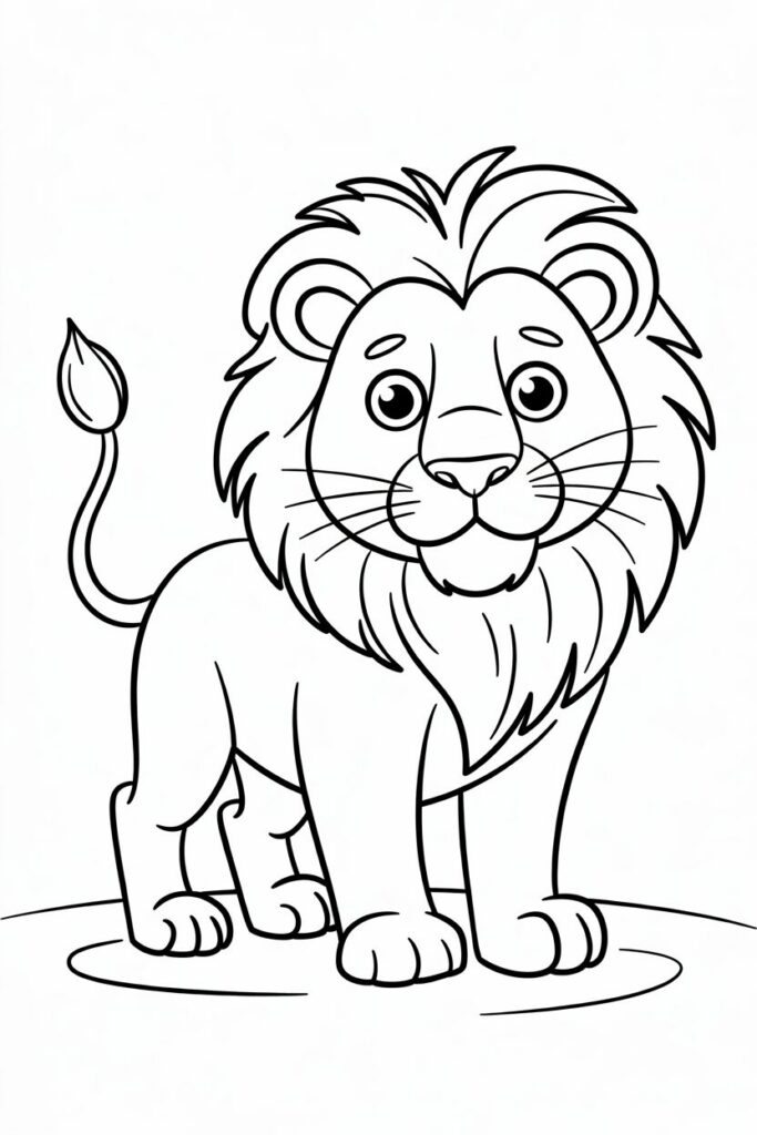 Brave Standing Lion Coloring Page