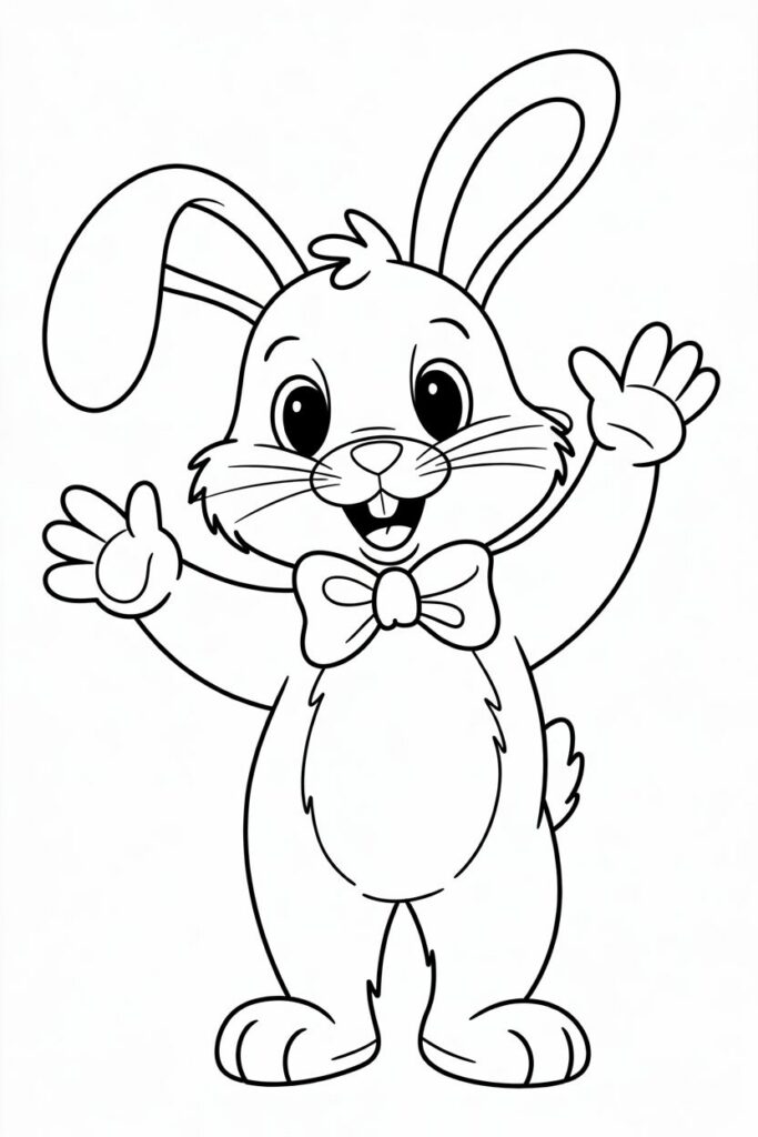 Bunny With Bow Tie Waving