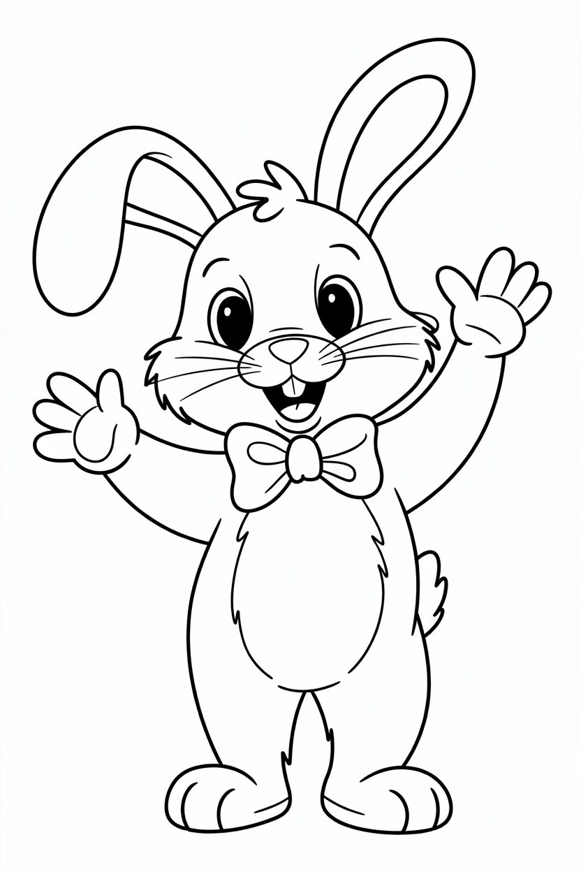 Bunny With Bow Tie Waving