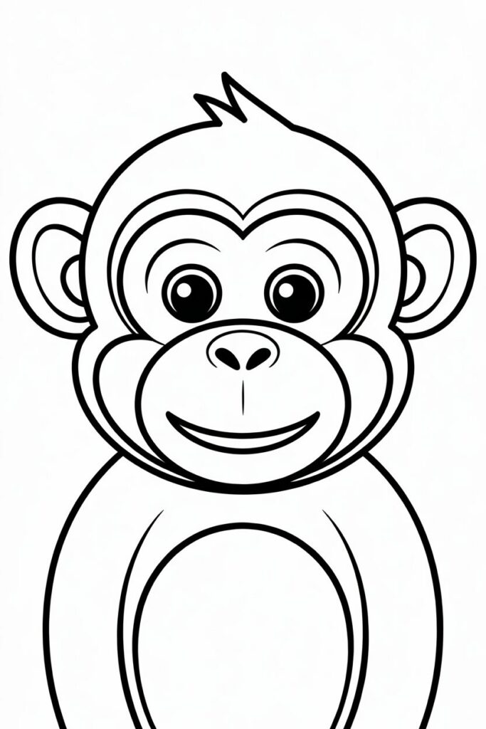 Cute Monkey Face Coloring Page