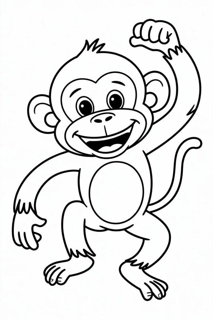 Monkey Dancing Coloring Page